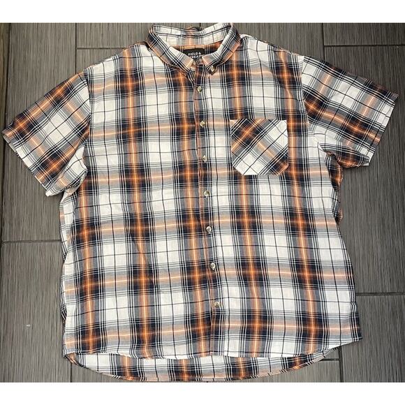 Field & Stream Men's Short Sleeve Button Up Flannel Shirt Size 2XL Orange Blue - Picture 1 of 6